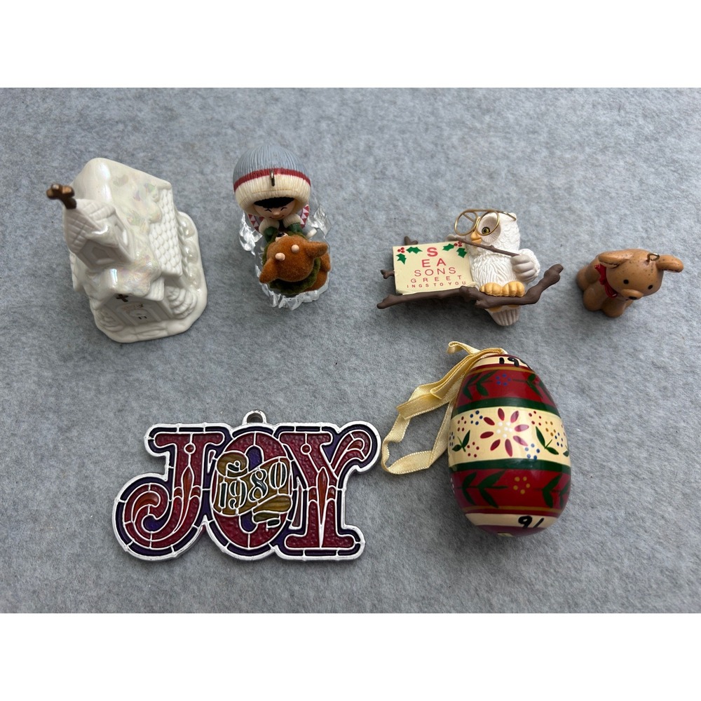 Vintage Christmas Ornament Lot Hallmark Frosty Friends 1986 JOY 1980 Carlton